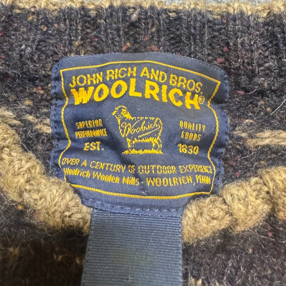VTG Woolrich Pullover Sweater Mens L John Rich And Bros Blue Patterned 90s - Picture 3 of 8